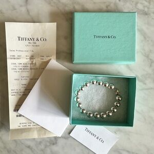 Authentic Tiffany & Co. 10MM Beaded Bracelet 7.5 Inch Sterling Silver 925 Stamp